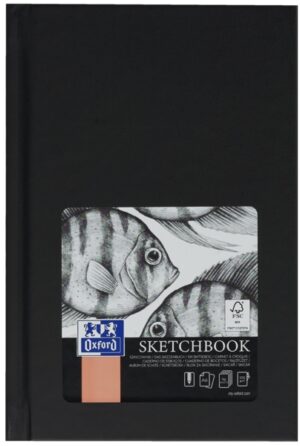 Oxford Artbooks A6 Cuaderno Cosido Esbozo - Tapa Extradura Resistente - 96 Hojas de 100gr - Color Negro