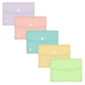 Oxford Urban A6 Sobre Portadocumentos de Plastico Rigido Translucido A6 - Capacidad hasta 40 Hojas - Cierre de Broche - Colores Pastel Surtidos