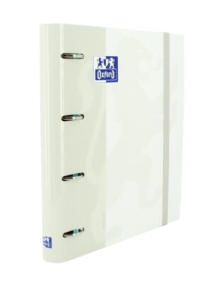 Oxford Europeanbinder Classic A4+ Carpeta de Anillas con Recambio Cuadricula 5x5 - Tapa Extradura - Cierre con Goma Elastica - Color Blanco
