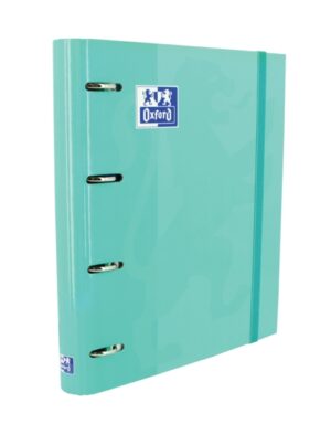Oxford Europeanbinder Classic A4+ Carpeta de Anillas con Recambio Cuadricula 5x5 - Tapa Extradura - Cierre con Goma Elastica - Color Ice Mint