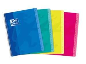Oxford Classic A5+ Cuaderno con Espiral Tapa Blanda - 90 Hojas - Cuadricula 5x5 - Colores Surtidos
