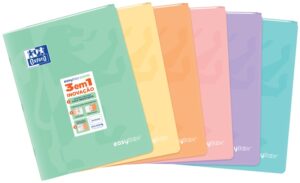 Oxford Easybook A5 Libreta Grapada - Tapa de Plastico Resistente - 1 Linea con 2 Margenes - 48 Hojas de Papel Pastel - Ideal para Tomar Notas y Apuntes