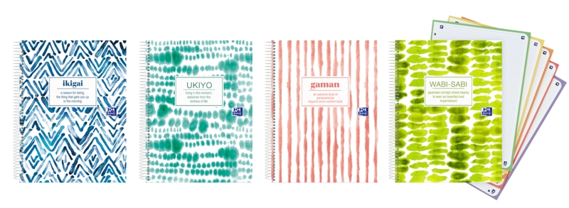 Oxford Japandi A4+ Europeanbook 5 Tapa Extradura - Cuaderno con 120 Hojas - Tamaño A4+ - 5x5 Cuadricula - 4 Modelos Disponibles