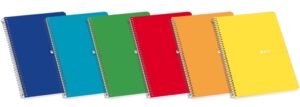Enri Cuaderno Espiral Tamaño Folio Pauta 3 - 80 Hojas con Margen - Tapa Dura Resistente - Colores Surtidos