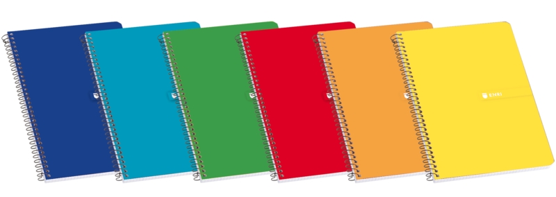 Enri Cuaderno Espiral Tamaño Folio Pauta 3 - 80 Hojas con Margen - Tapa Dura Resistente - Colores Surtidos