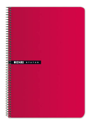 Enri Status 4º Tapa Dura Cuaderno Espiral 4x4 con Margen 100 Hojas Rojo - Cuaderno de Tapa Dura - Cuadriculado 4x4 con Margen - 100 Hojas de Alta Calidad - Color Rojo