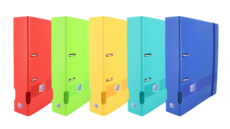Oxford Live & Go A4+ Archivador de Tapa de Plastico Polyfoam - Tapa Resistente - Palanca de Lomo de 70mm - Colores Surtidos