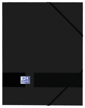 Oxford Live & Go A4+ Carpeta de Gomas - Tapa de Plastico Opaco - 3 Solapas - Lomo de 30mm - Color Negro