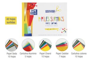 Oxford Manualidades Bloc Encolado Papeles Surtidos A4+ - Tapa Blanda - 42 Hojas - Ideal para Proyectos Creativos