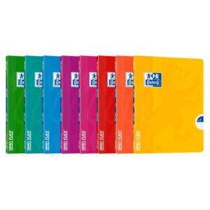 Oxford Openflex Libreta Grapada Tapa Plastico A5+ 48 Hojas Cuadricula Seyes con Margen - Resistente Tapa de Plastico - Flexibilidad Tanto al Abrir como al Cerrar - Colores Surtidos