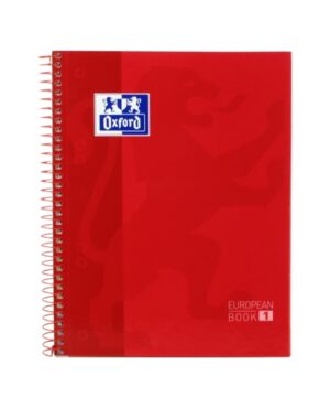 Oxford School Classic A5+ Europeanbook - Tapa Extradura - Cuadricula 5x5 - 80 Hojas - Color Rojo