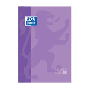 Oxford School Classic Recambio Encolado A4 80 Hojas Cuadricula 5x5 - Recuadro del Color de la Tapa - Tapa Color Malva