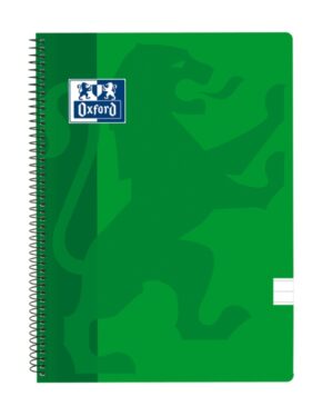 Oxford School Classic Cuaderno Espiral Tapa de Plastico Folio - 1 Linea con Margen - 80 Hojas - Color Verde