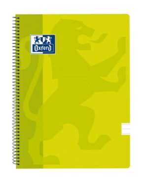 Oxford School Classic Cuaderno Espiral Tapa de Plastico Folio - 80 Hojas - 1 Linea con Margen - Ideal para Estudiantes - Color Lima