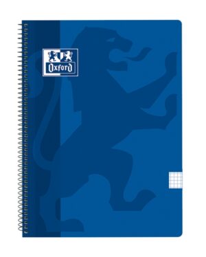 Oxford School Classic Cuaderno Espiral Tapa de Plastico Folio 4x4 - 80 Hojas - Margen - Color Azul Marino