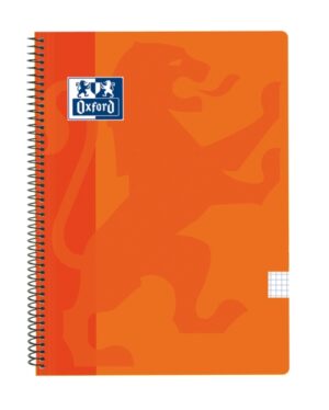 Oxford School Classic Cuaderno Espiral Tapa de Plastico Folio 4x4 - 80 Hojas - con Margen - Ideal para Estudiantes - Color Naranja