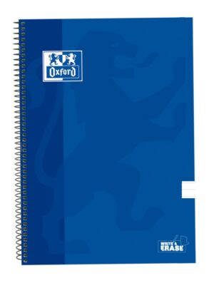 Oxford School Classic Cuaderno Espiral Tapa Extradura Write&Erase - Folio 1 Linea con Margen - 80 Hojas - Color Azul Marino