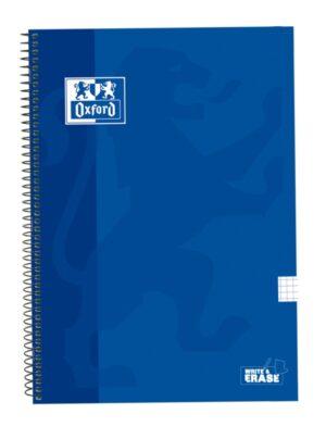 Oxford School Classic Cuaderno Espiral Tapa Extradura Write&Erase - Folio 4x4 con Margen - 80 Hojas - Color Azul Marino