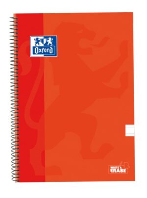 Oxford School Classic Cuaderno Espiral Tapa Extradura Write&Erase - Folio Pauta 2.5mm - 80 Hojas - Color Naranja