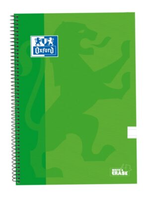 Oxford School Classic Cuaderno Espiral Tapa Extradura Write&Erase - Folio Pauta 3.5mm - 80 Hojas - Color Verde