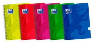 Oxford School Classic Fº Cuaderno Espiral - Tapa de Plastico - Pauta 3.5 con Margen - 80 Hojas - Colores Surtidos