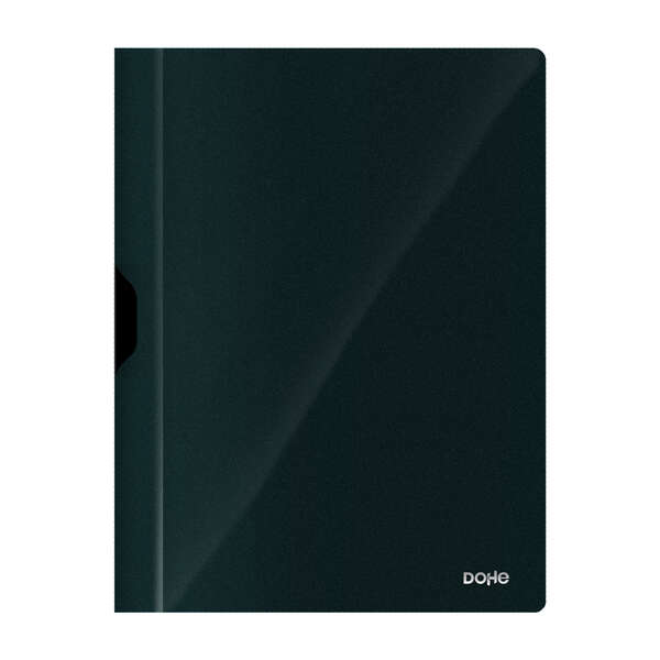 Dohe Dossier con Clip Metalico - Tamaño A4 - Fabricado en Polipropileno Opaco de 350 Micras - Color Negro