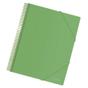 Dohe Carpeta con 30 Fundas Tamaño A4 - Tapa de Polipropileno Opaco de 800 Micras - Fundas Transparentes de 80 Micras - Espiral de Plastico de Color - Gomas Elasticas a Juego