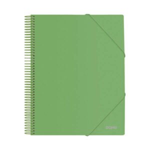 Dohe Carpeta con 40 Fundas Tamaño A4 - Tapa de Polipropileno Opaco de 800 Micras - Fundas Transparentes de 80 Micras - Espiral de Plastico de Color - Gomas Elasticas a Juego