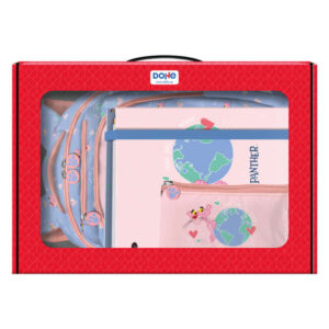Dohe Pack Mochila, Carpeta y Portatodo Pink Panther - Maletin Regalo 365x515x105mm - Carpeta A4 Recambio - Mochila 3 Compartimentos Grande - Portatodo Triple