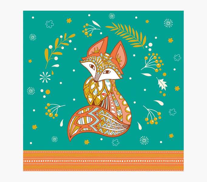 Pictura Tarjeta Arabesque - 16x16cm - Tematica Zorro - Tarjeta Triptica sin Envoltorio - Incluye Sobre Blanco - Papel con Certificacion FSC