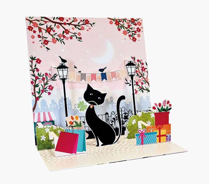 Pictura Tarjeta Felicitacion 3D Pop-Up - Laminas - Purpurina - Relieve - Cortes Laser - 16x16cm - Incluye un Sobre Blanco y Envoltorio en Papel de Celofan - Papel con Certificacion FSC