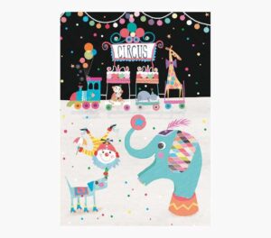 Pictura Tarjeta Zig-Zag - 15x22cm - Tematica Circo - Tarjeta Triptica sin Envoltorio - Incluido Sobre Blanco - Papel con Certificacion FSC