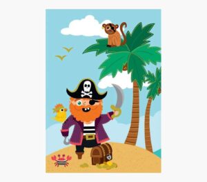 Pictura Tarjeta Zig-Zag - 15x22cm - Tematica Piratas - Tarjeta Triptica - Incluye Sobre Blanco - Papel con Certificacion FSC