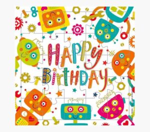 Pictura Tarjeta Puzzle - 15.5x15.5cm - Tematica de Robots - 25 Piezas - Incluye Tarjeta Plegada y Sobre Blanco - Certificacion FSC - Embolsada Individualmente