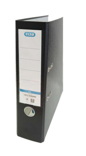 Elba Rado Top Archivador Tamaño Folio - Con Palanca y Rado - Ancho de 80mm - Forrado Exterior de Plastico - Interior de Papel - Color Negro