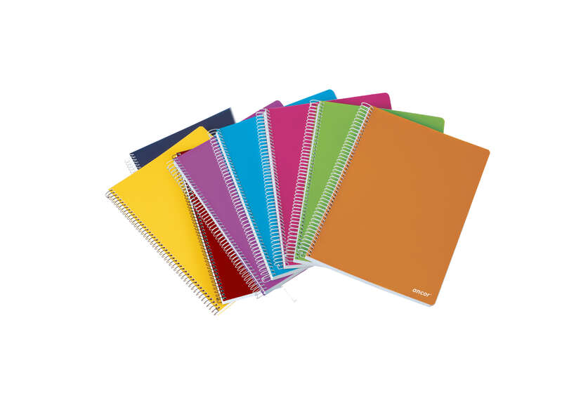 Ancor Classic Stripes Cuaderno Espiral Tamaño Folio Cuadriculado 4x4mm - 80 Hojas 90gr - Tapa de Plastico - Colores Surtidos