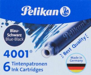 Pelikan Caja de 6 Cartuchos 4001 TP/6 - Tinta de Alta Calidad - Compatible con Plumas Estilograficas - Color Azul/Negro