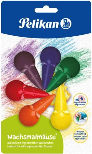 Pelikan Ceras de Raton BL6 - Forma Ergonomica - No Mancha - Colores Surtidos