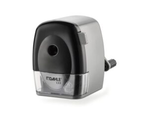 Dahle 133 Afilalapices de Manivela - Para Lapices de 8 a 11,5mm Ø - Fresa de Acero - Forma de Punta Ajustable - Gran Deposito - Color Gris/Negro