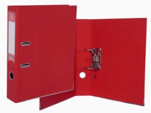 Bismark Archivador A-Z Formato Folio - PVC de Gran Resistencia - Tarjetero en el Lomo - Cartoneras Metalicas en el Borde Inferior - Mecanismo de Palanca - Color Rojo
