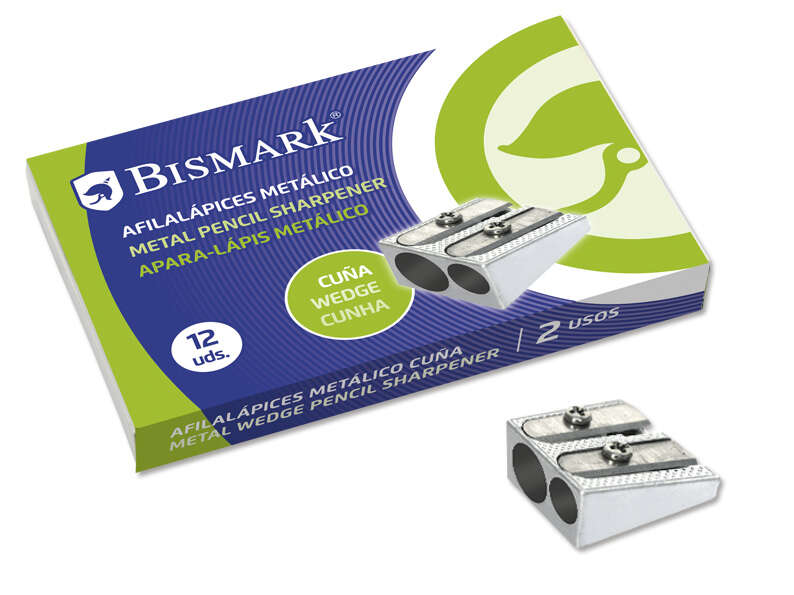 Bismark Afilalapiz Metalico Doble para Lapices Normales o Gruesos - Color Acero