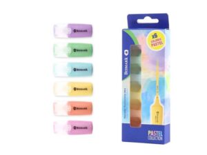 Bismark Pack de 6 Mini Marcadores Fluorescentes Pastel - Punta Fina - Tinta de Secado Rapido - Ideal para Subrayar y Resaltar - Colores Surtidos