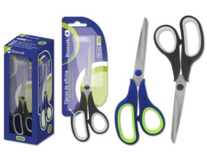 Bismark Tijeras de Oficina Acero Inoxidable 19cm - Empuñadura Ergonomica - Muy Ligeras y Resistentes - Colores Surtidos