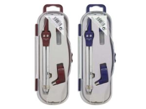 Bismark Compas Escolar con Articulacion y Adaptador Universal - Incluye Tubo de Minas - Presentado en Estuche de Plastico - 2 Colores Aleatorios