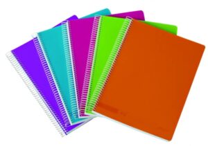 Ancor Classic Stripes Cuaderno Espiral Tamaño Folio Raya Horizontal - 80 Hojas 90gr - Tapa de Plastico - Colores Surtidos