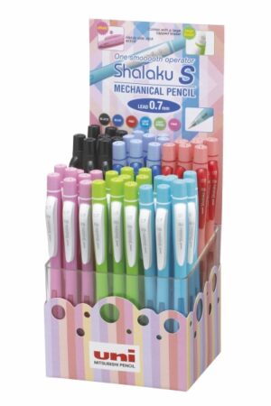 Uni-ball Shalaku S M7-228 Expositor de 48 Portaminas 0.7mm - 2 Minas HB - Goma de Borrar Incluida - Cuerpo de Colores Surtidos