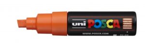 Posca PC-8K Marcador de Pintura - Punta Biselada Acrilica 8mm - Tinta Base al Agua - Resistente a la Luz - No Permanente - Color Naranja