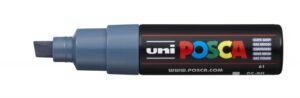 Posca PC-8K Marcador de Pintura - Punta Biselada Acrilica 8mm - Tinta Base al Agua - No Permanente - Resistente a la Luz - Ideal para Carteleria y Decoracion - Color Gris Pizarra
