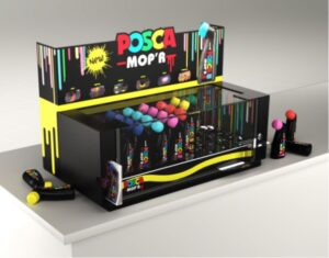 Posca MOP'R Expositor 62 Marcadores de Pintura - Punta Redondeada de Gomaespuma 3-19mm - Multi Efectos - Tinta Base al Agua - No Permanente - Resistente a la Luz - Inodoro - Color Surtido