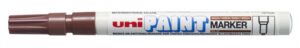 Uni-ball PX-21 Paint Marker - Marcador de Pintura - Punta Acrilica de Bala 0.8-1.2mm - Permanente en Todas las Superficies - Resistente a Luz y Agua - Cuerpo de Aluminio - Color Marrón